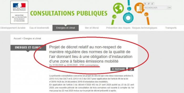 Consultation publique (en toute discrétion) pour la création obligatoire des ZFE&nbsp;: deuxième round