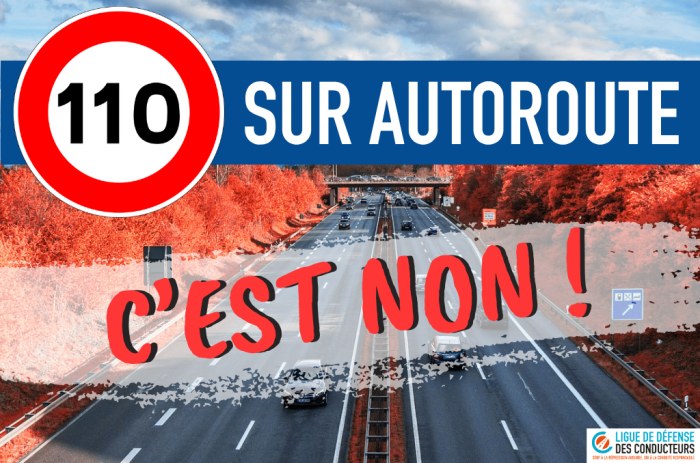 Non au 110 km/h sur autoroute !