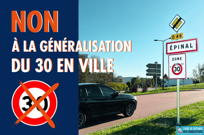 Non à la généralisation du 30 en ville
