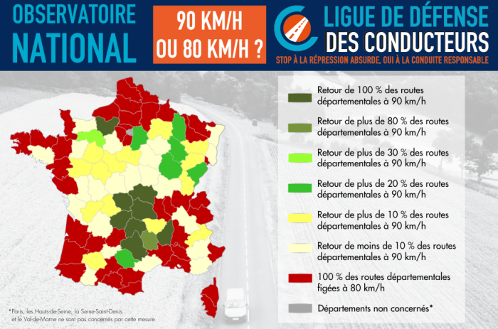 Retrait du 80&nbsp;: 52 départements ont renoué avec le 90 km/h (au 16 février 2026)