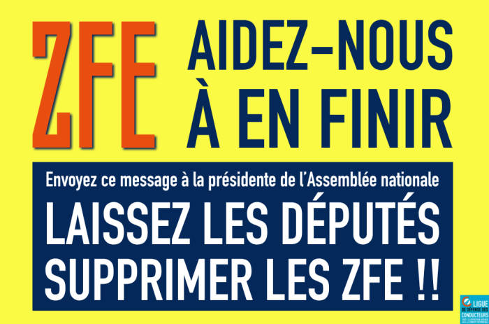 URGENT&nbsp;: Ils veulent bloquer la suppression des ZFE ! Agissons ensemble !